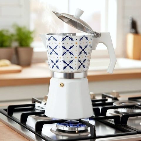 Кофеварка гейзерная алюминий 450 мл белая GT-10059 Lazio GUSTO