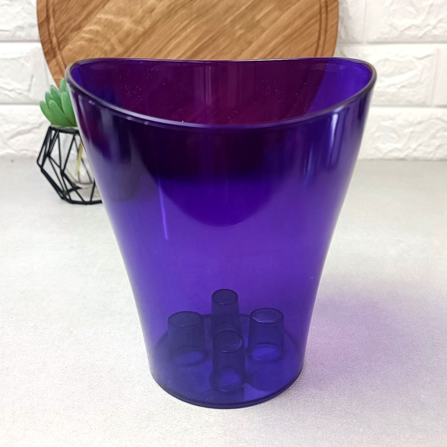 Фіолетове кашпо для орхідей з хвилястим верхом із світлопропускаючого пластику 15,5см Ніка Алеана