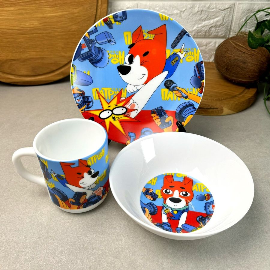 Детская посуда 3 предмета с мульт-героями Пёс Патрон Без бренда