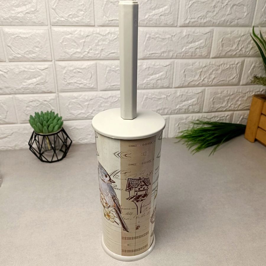 Туалетний йорж у високій циліндричній підставці з малюнком "Пташка" , 530 Elif Elif Plastik