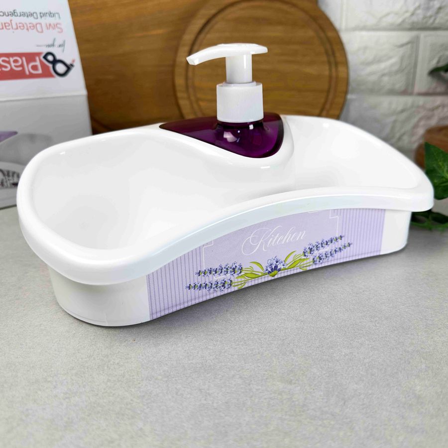 Дозатор для миючого засобу для кухні з підставкою для губки і миючих засобів Plastar Pak