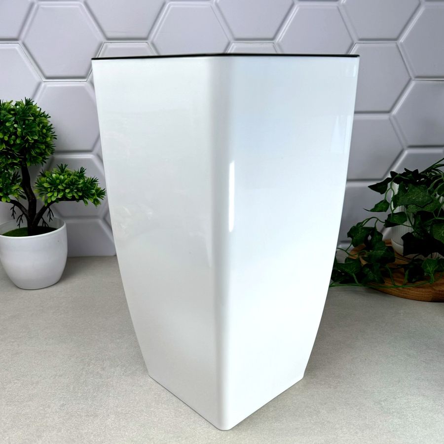 Двойной цветочный вазон формы куб 2.7л, Квадро Белый Алеана Алеана